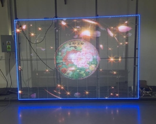 AC85V স্বচ্ছ LED ভিডিও ওয়াল স্ক্রীন RGB LED উইন্ডো ডিসপ্লে স্ক্রীন
