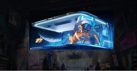 P5.71 আরজিবি অ্যালুমিনিয়াম হোল্ডার আউটডোর নগ্ন চোখের 3D পেশাদার LED স্ক্রিন