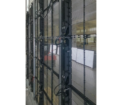 P10.4mm 50*12.5cm স্বচ্ছ গ্লাস LED স্ক্রীন গ্রিড উইন্ডো ডিসপ্লে 1000cd/ M²