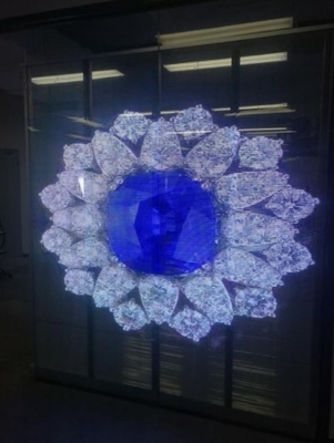 P10.4mm 50*12.5cm স্বচ্ছ গ্লাস LED স্ক্রীন গ্রিড উইন্ডো ডিসপ্লে 1000cd/ M²