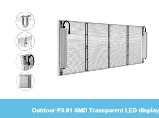 P3.91mm 1R1G1B স্বচ্ছ গ্লাস LED স্ক্রীন HD LED মেশ ভিডিও ওয়াল ISO9001
