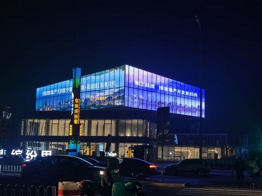 ইনডোর এবং আউটডোর ব্যবহারের জন্য কাস্টমাইজড আকারের উচ্চ উজ্জ্বলতা পূর্ণ রঙের এলইডি স্বচ্ছ স্ক্রিন